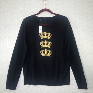 NWT Talbots Women's L Triple Crown Sweater Navy Lightweight Long Sleeve